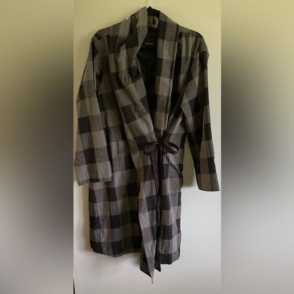 Pas de calais Plaid Wrap Coat Size Medium Effortless Sophistication - Picture 2 of 12